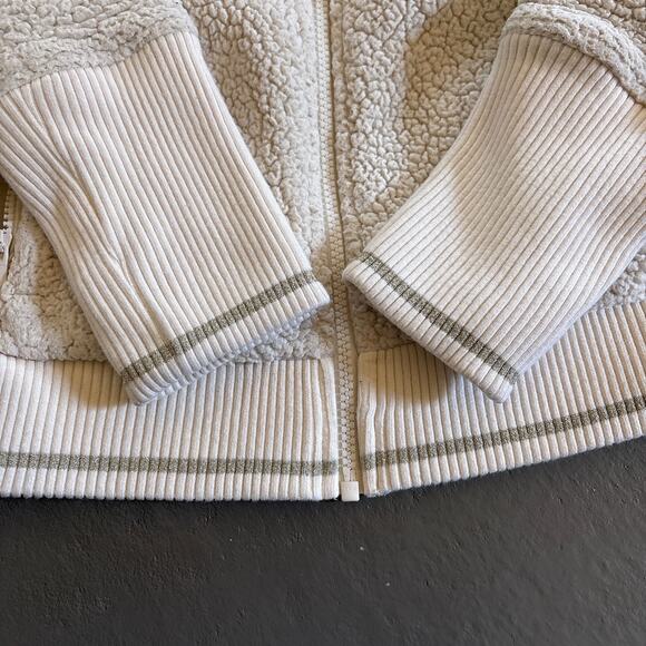 Athleta Tugga Ivory White Sherpa Fleece Full Zip Cropped Jacket XXS - Picture 6 of 7